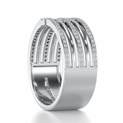 Shimmer Stack Silver Band Ring - White Gold - Image 3