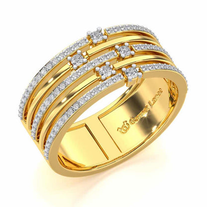 Shimmer Stack Silver Band Ring - Yellow Gold - Image 1