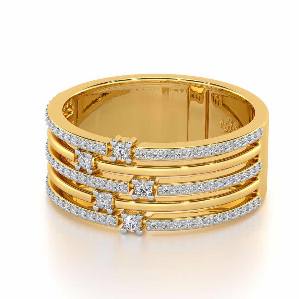Shimmer Stack Silver Band Ring - Yellow Gold - Image 2