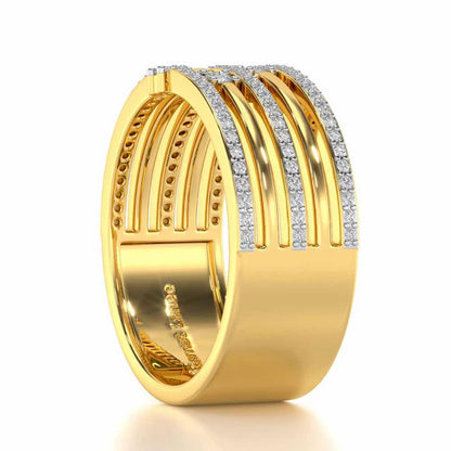 Shimmer Stack Silver Band Ring - Yellow Gold - Image 3