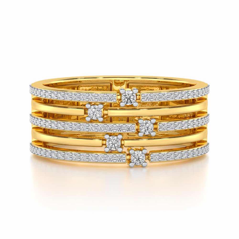 Shimmer Stack Silver Band Ring - Yellow Gold - Image 4