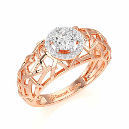 Shimmer Web Solitaire Ring - Rose Gold - Image 1