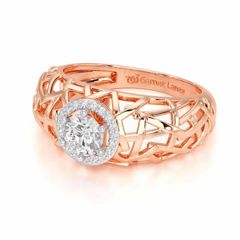 Shimmer Web Solitaire Ring - Rose Gold - Image 2