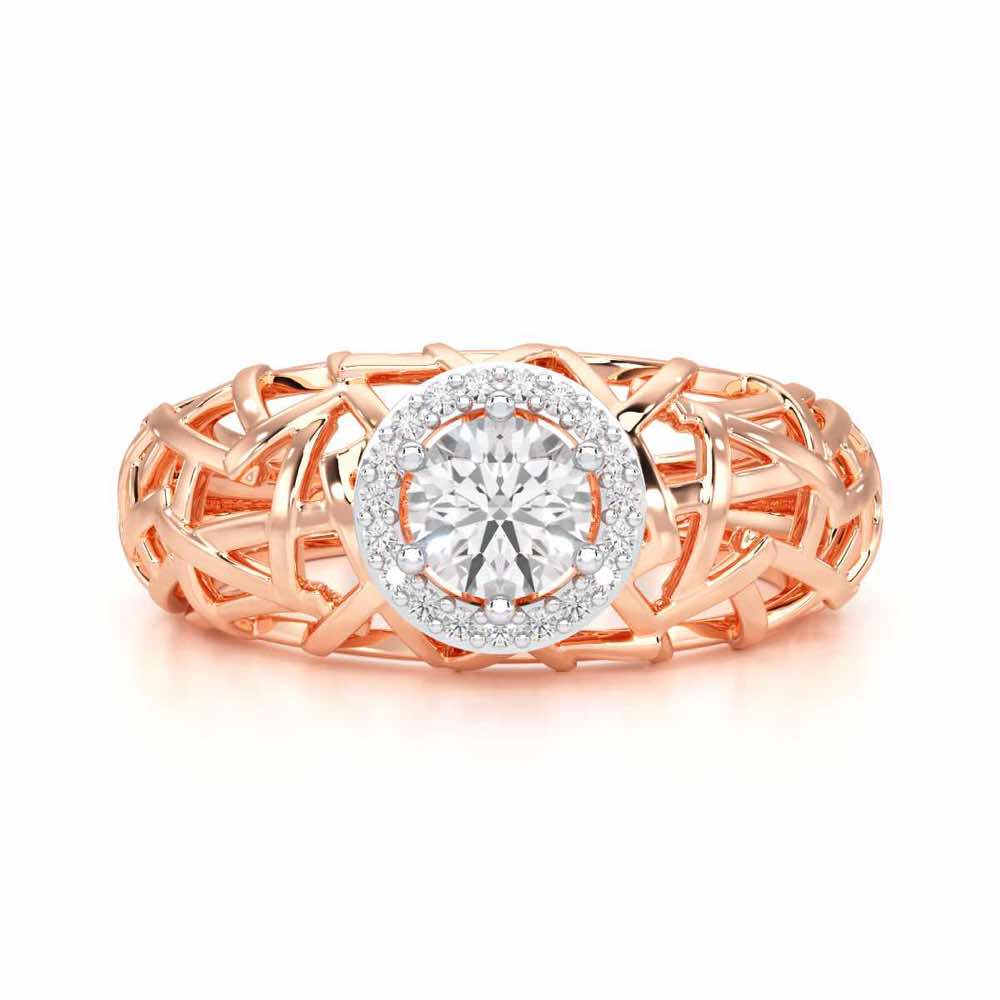 Shimmer Web Solitaire Ring - Rose Gold - Image 4
