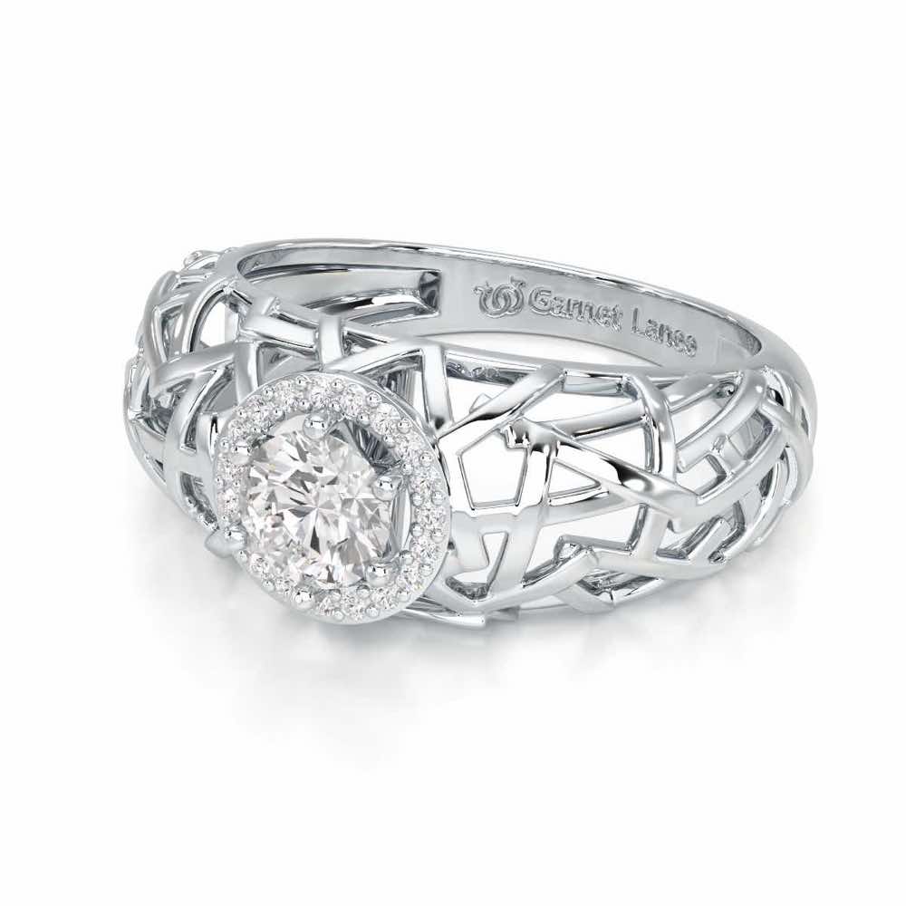 Shimmer Web Solitaire Ring - White Gold - Image 2
