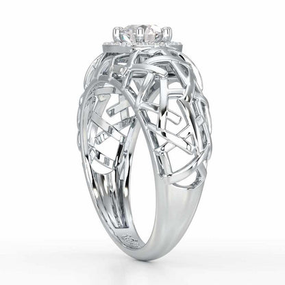 Shimmer Web Solitaire Ring - White Gold - Image 3