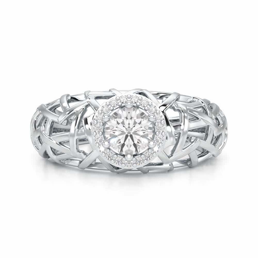 Shimmer Web Solitaire Ring - White Gold - Image 4