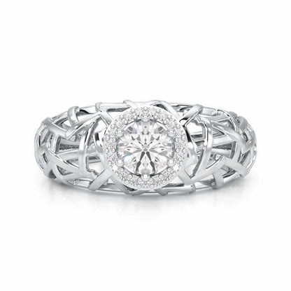 Shimmer Web Solitaire Ring - White Gold - Image 4