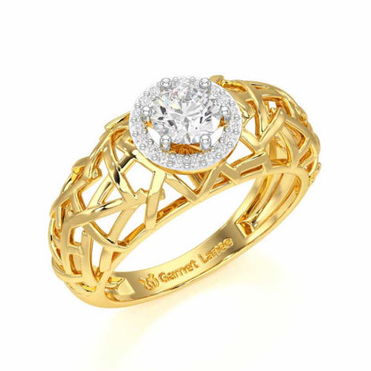 Shimmer Web Solitaire Ring - Yellow Gold - Image 1