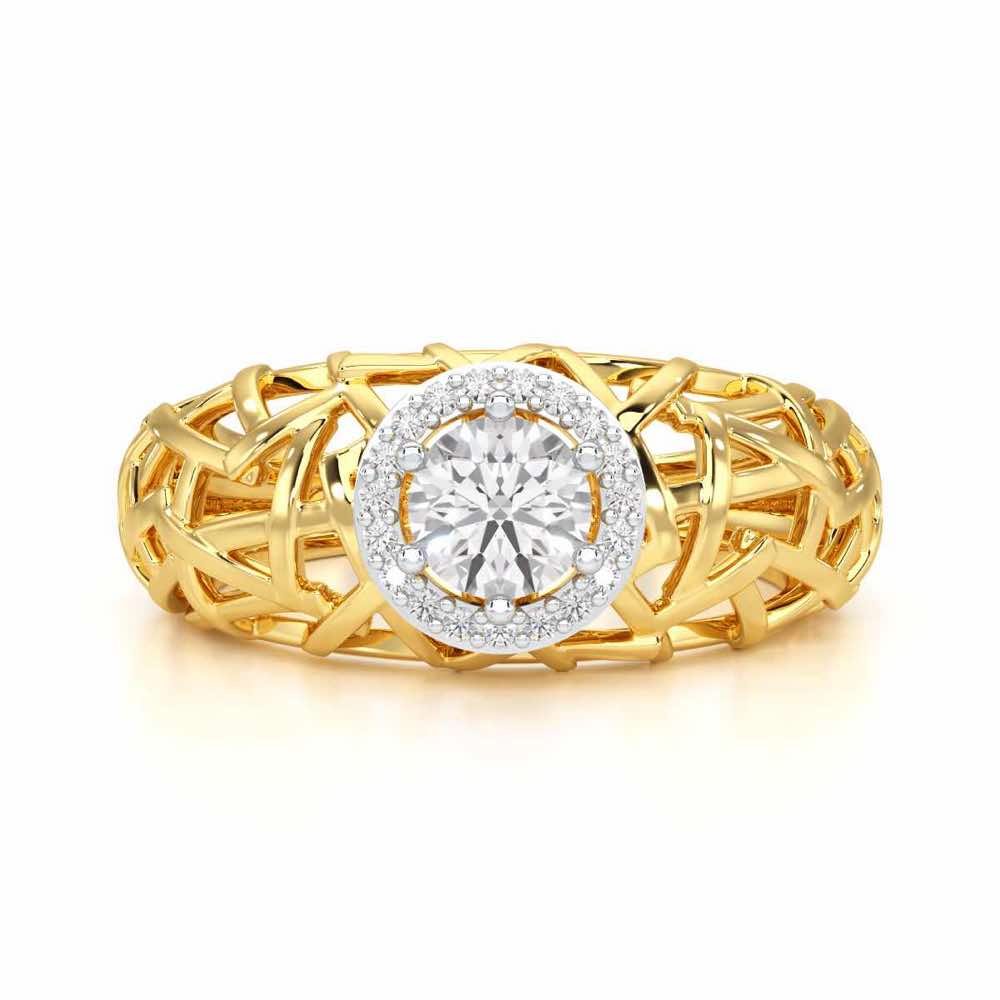Shimmer Web Solitaire Ring - Yellow Gold - Image 4