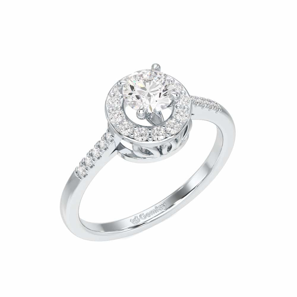Shimmering Aura Solitaire Ring - White Gold - Image 1
