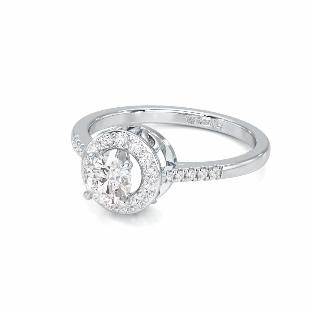 Shimmering Aura Solitaire Ring - White Gold - Image 2