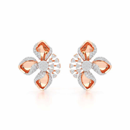 Shimmering Flower Silver Earrings - Rose Gold - Image 1