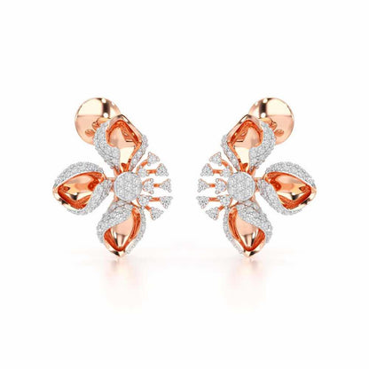 Shimmering Flower Silver Earrings - Rose Gold - Image 2