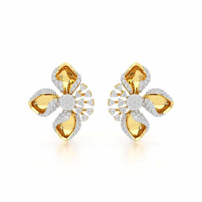 Shimmering Flower Silver Earrings - Yellow Gold - Image 1