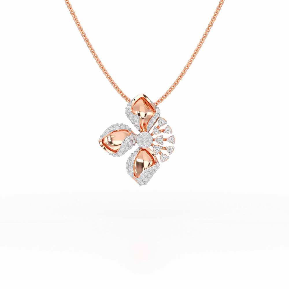 Shimmering Flower Silver Pendant - Rose Gold - Image 1