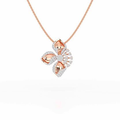 Shimmering Flower Silver Pendant - Rose Gold - Image 1