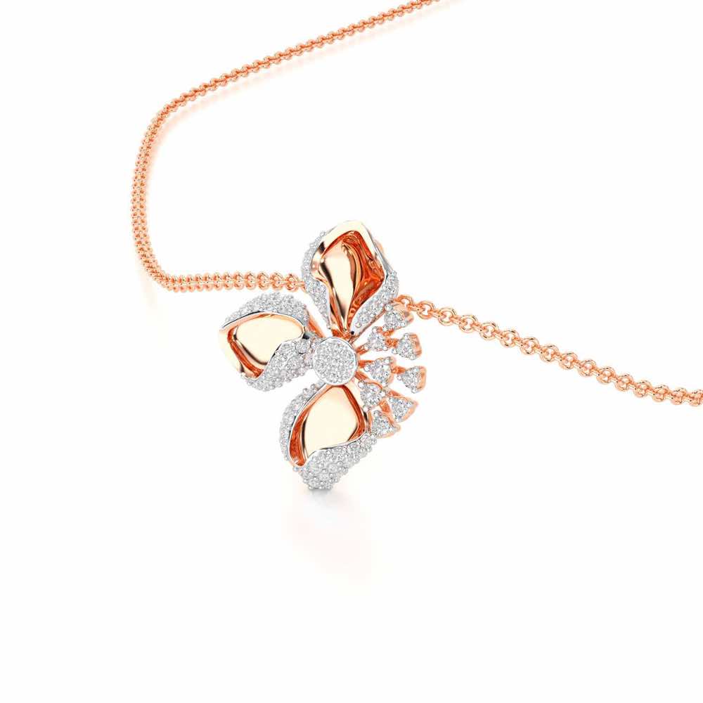 Shimmering Flower Silver Pendant - Rose Gold - Image 2