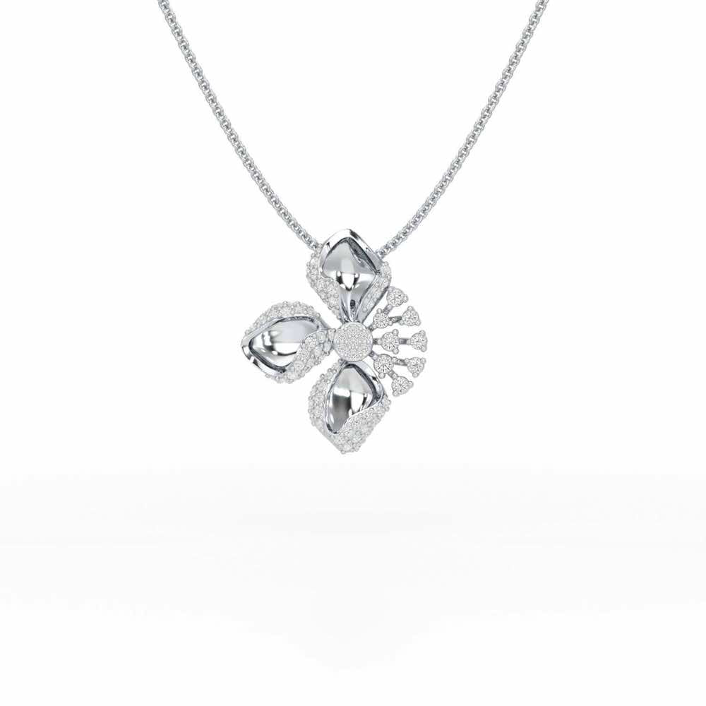 Shimmering Flower Silver Pendant - White Gold - Image 1