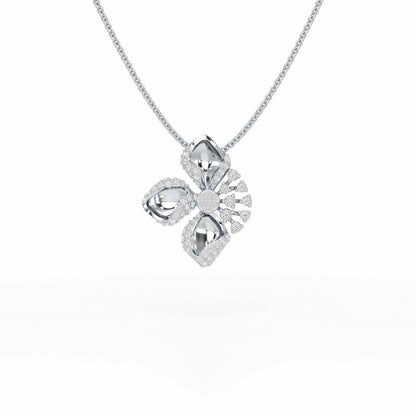 Shimmering Flower Silver Pendant - White Gold - Image 1
