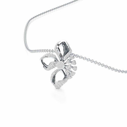 Shimmering Flower Silver Pendant - White Gold - Image 2
