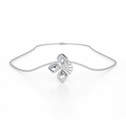 Shimmering Flower Silver Pendant - White Gold - Image 3