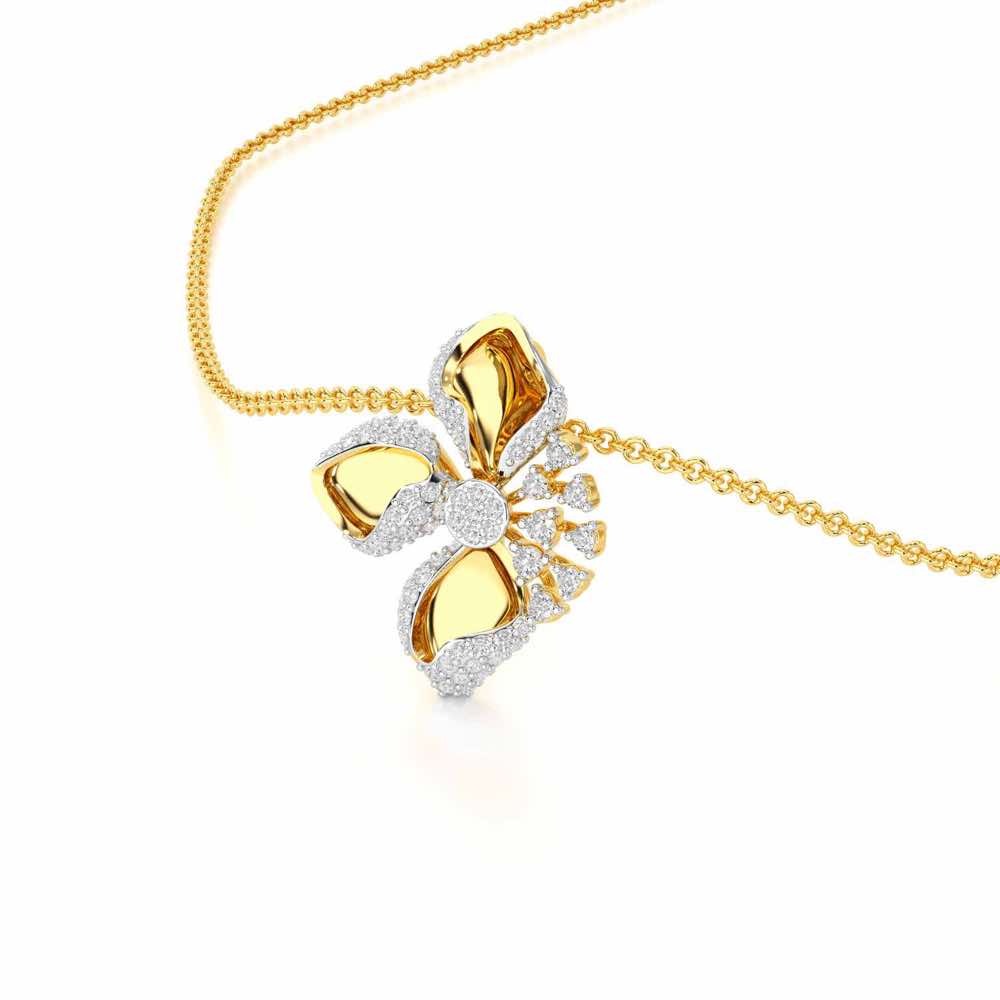 Shimmering Flower Silver Pendant - Yellow Gold - Image 2