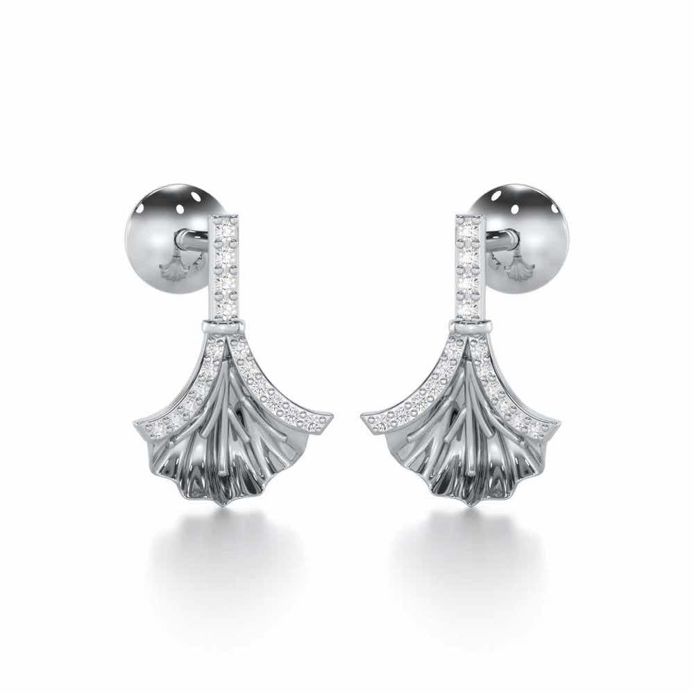 Shimmering Opulence Silver Earrings - White Gold - Image 2