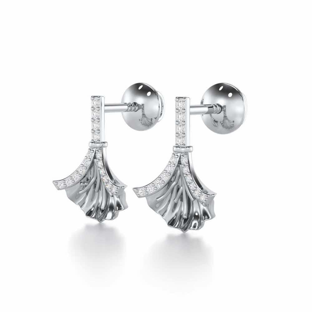 Shimmering Opulence Silver Earrings - White Gold - Image 3