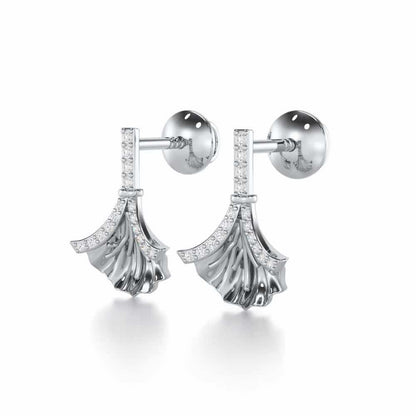 Shimmering Opulence Silver Earrings - White Gold - Image 3