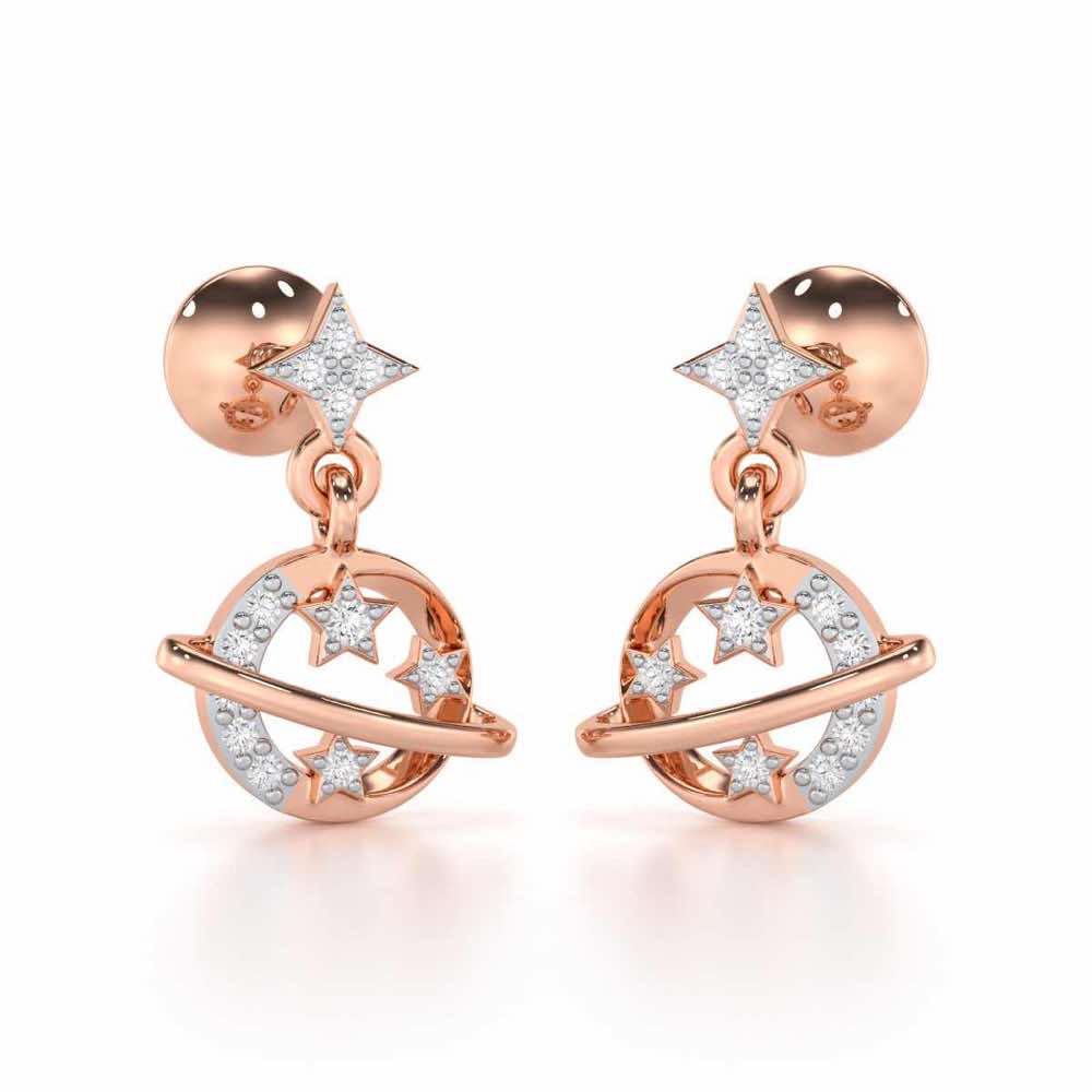Shimmering Serendipity Silver Stud Earrings - Rose Gold - Image 1