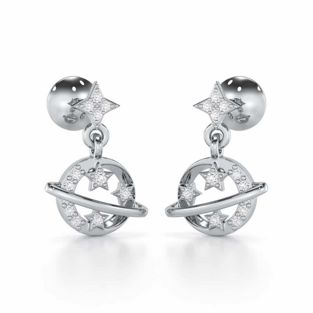 Shimmering Serendipity Silver Stud Earrings - White Gold - Image 1