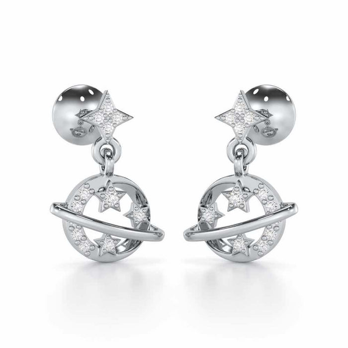 Shimmering Serendipity Silver Stud Earrings - White Gold - Image 1
