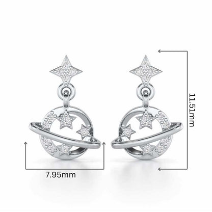 Shimmering Serendipity Silver Stud Earrings - White Gold - Image 2