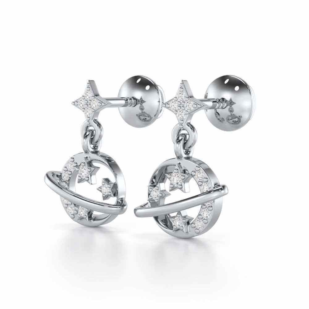 Shimmering Serendipity Silver Stud Earrings - White Gold - Image 3