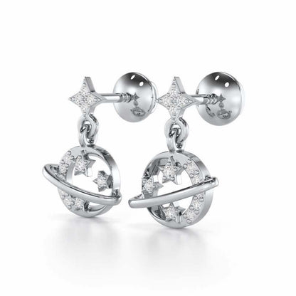 Shimmering Serendipity Silver Stud Earrings - White Gold - Image 3