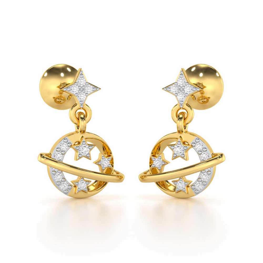 Shimmering Serendipity Silver Stud Earrings - Yellow Gold - Image 1