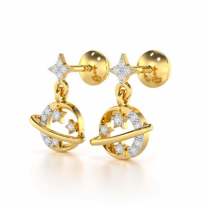 Shimmering Serendipity Silver Stud Earrings - Yellow Gold - Image 3