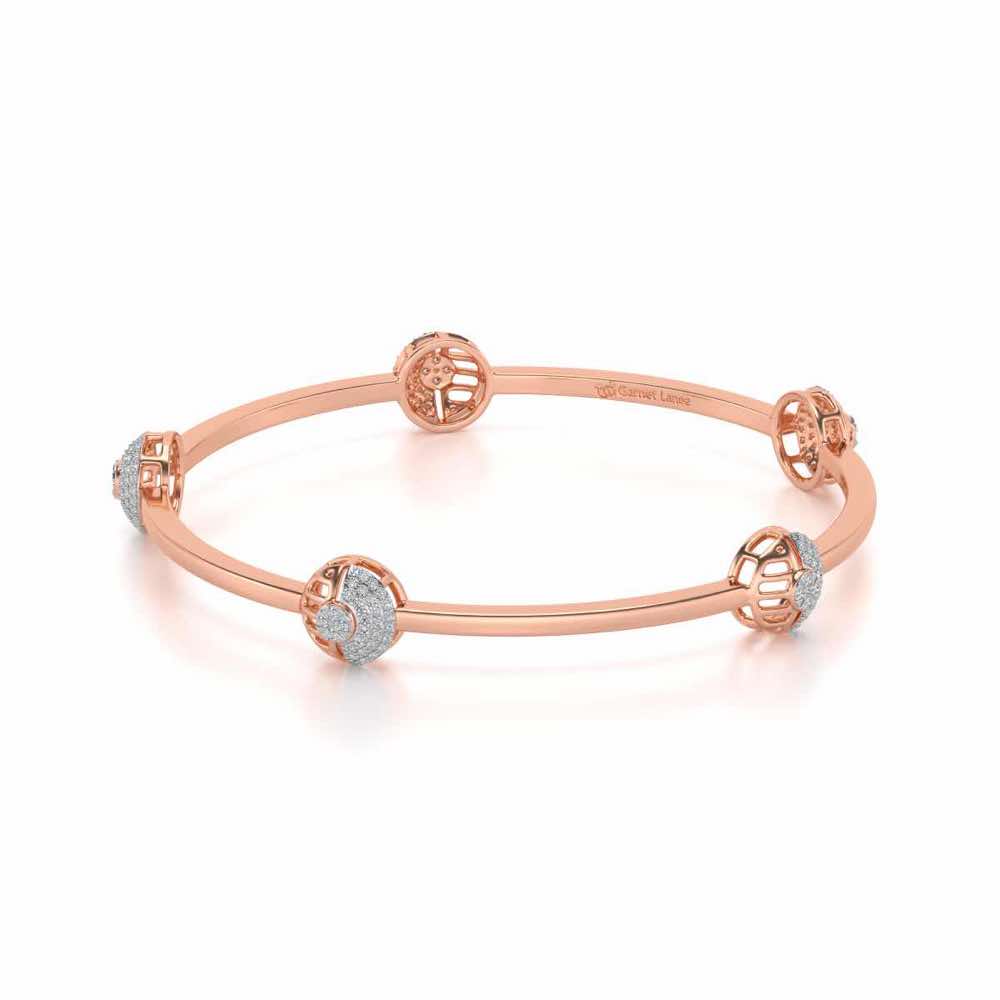 Shimmy Rounds Silver Bangles - Rose Gold - Image 2