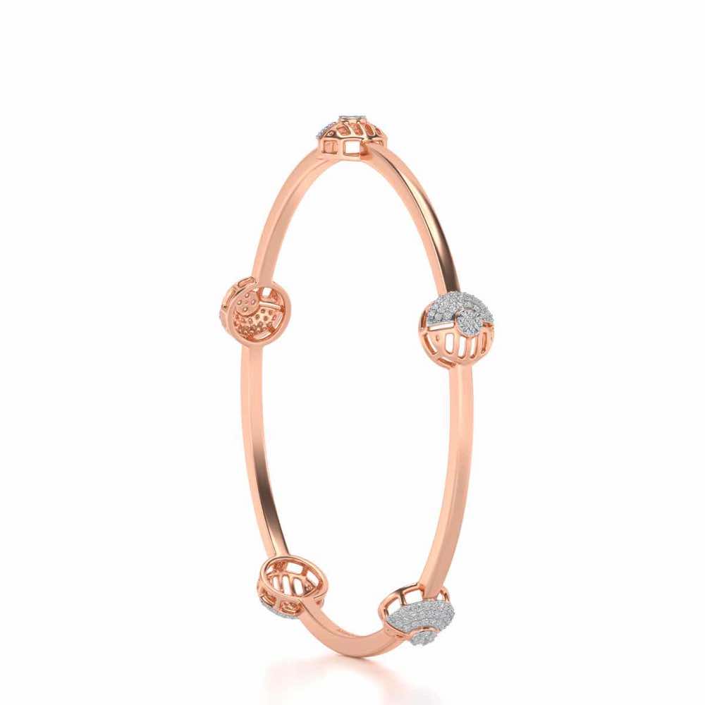 Shimmy Rounds Silver Bangles - Rose Gold - Image 3
