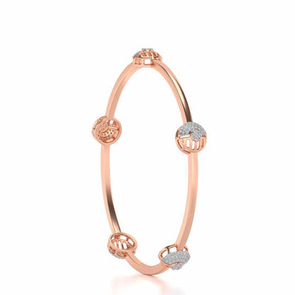 Shimmy Rounds Silver Bangles - Rose Gold - Image 3