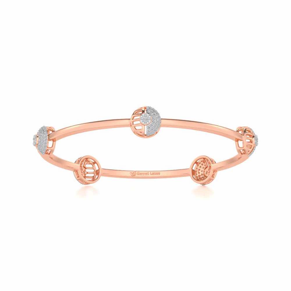 Shimmy Rounds Silver Bangles - Rose Gold - Image 4