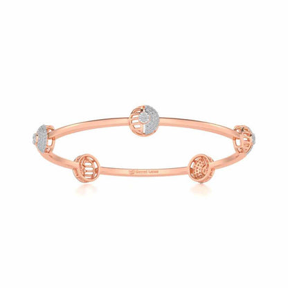 Shimmy Rounds Silver Bangles - Rose Gold - Image 4