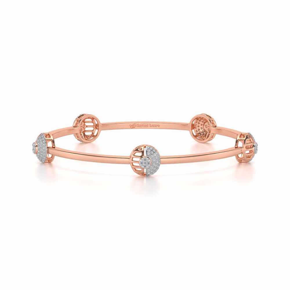 Shimmy Rounds Silver Bangles - Rose Gold - Image 5