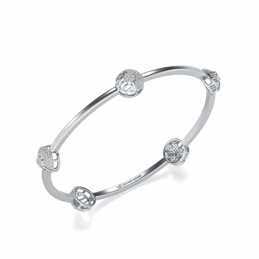 Shimmy Rounds Silver Bangles - White Gold - Image 1