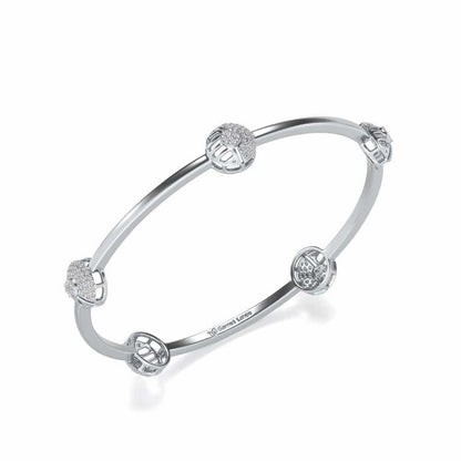 Shimmy Rounds Silver Bangles - White Gold - Image 1