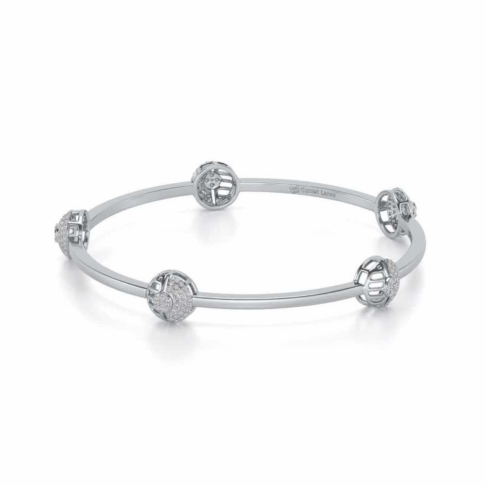 Shimmy Rounds Silver Bangles - White Gold - Image 2