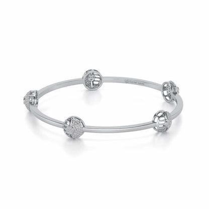 Shimmy Rounds Silver Bangles - White Gold - Image 2