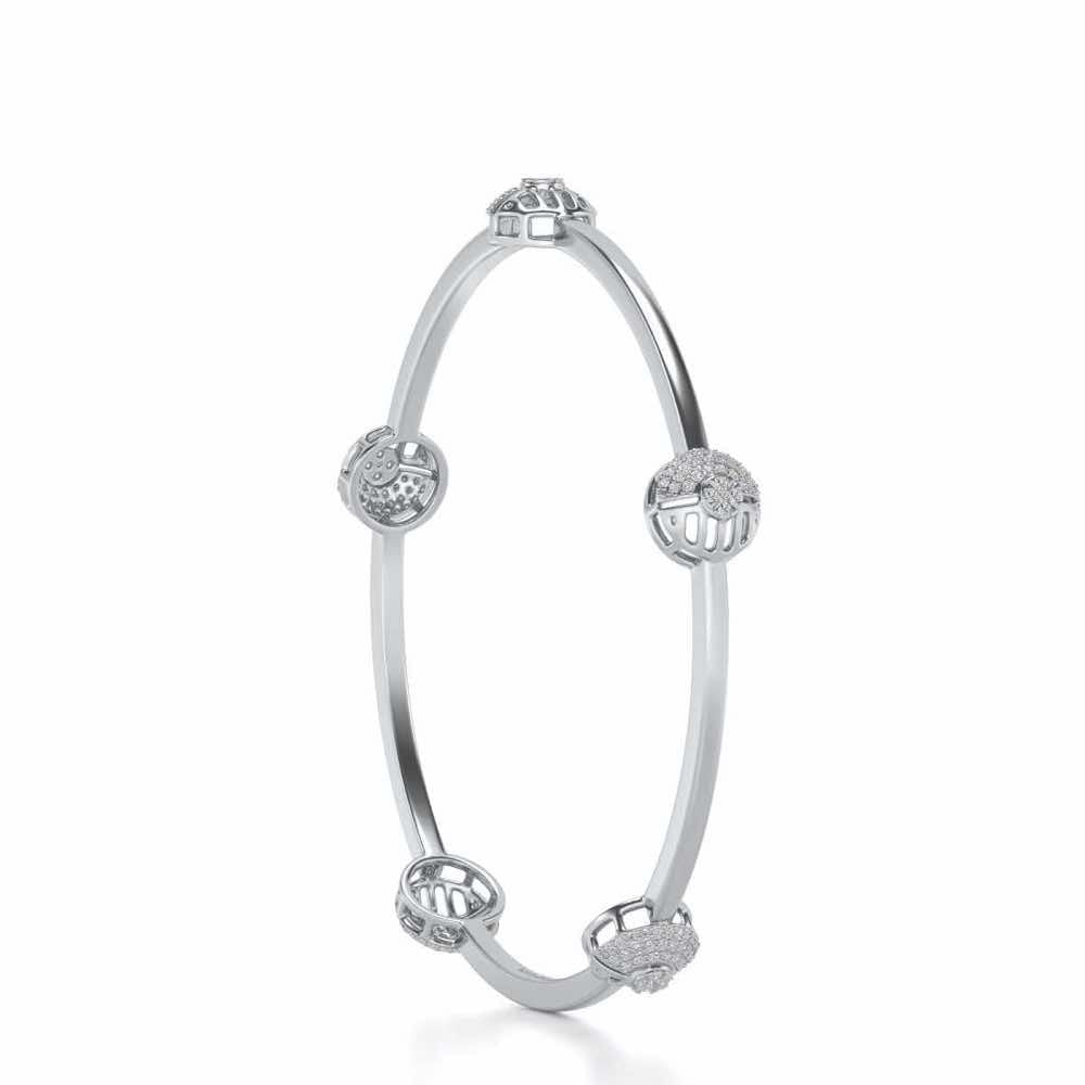 Shimmy Rounds Silver Bangles - White Gold - Image 3