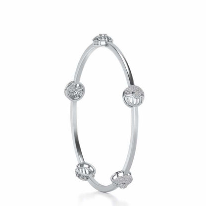 Shimmy Rounds Silver Bangles - White Gold - Image 3